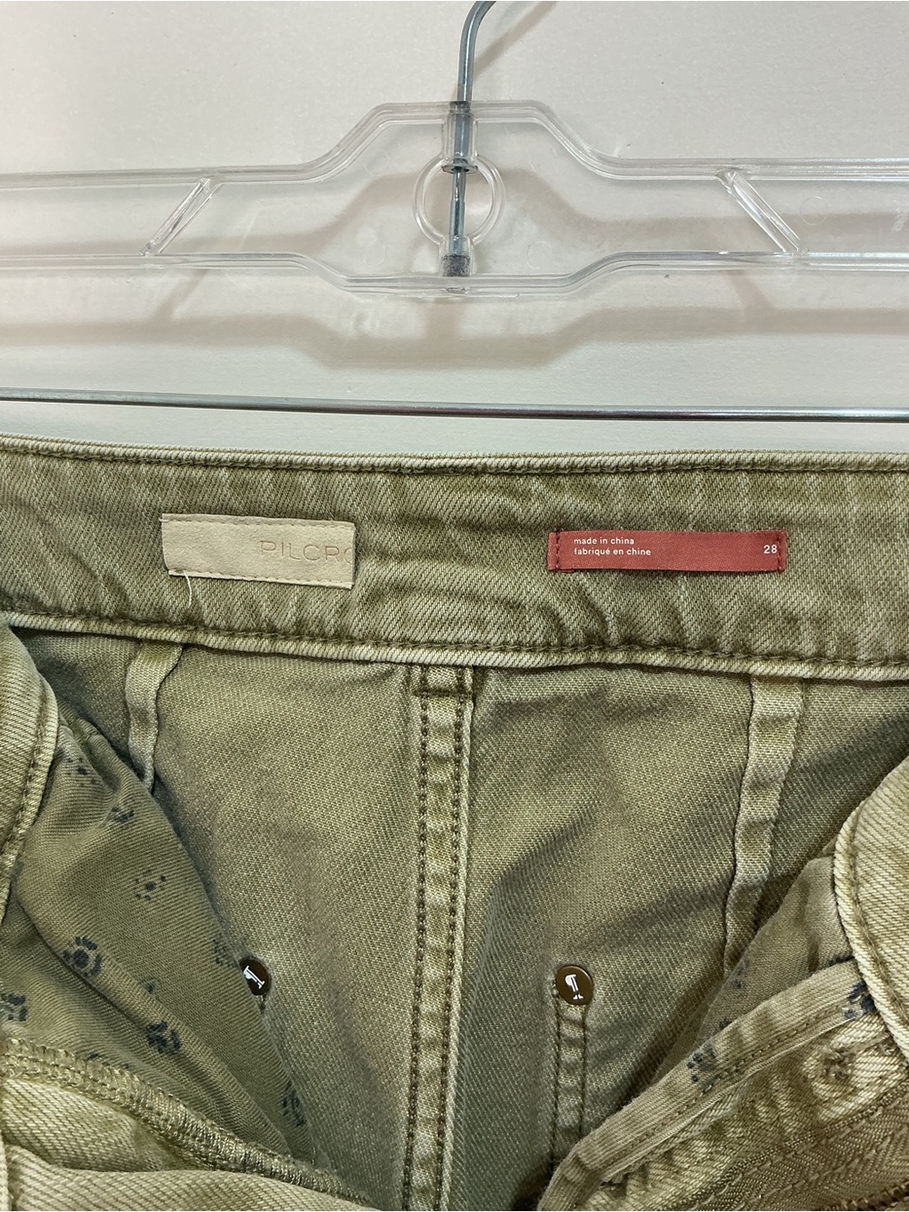 Pilcro The Wanderer Olive Distressed Boho Patchwork Pants sz28 - Picture 4 of 8